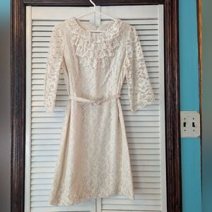 Elegant Lace Cream Dress